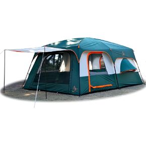 KTT Extra Large Tent 12-14 Person,Family Cabin Tents,2 Bay-Windows,2 Rooms and 3 Doors 3 Windows with Mesh,Waterproof,Straight Wall,Double Layer,Big Tent for Outdoor,Picnic,Camping in Kuwait