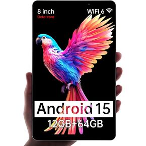 HAOVM 【2025 Android 15 Tablet M8 Tablet 8 inch，8 core CPU, 12GB+64GB，2TB Expandable, HD IPS Display, Wi-Fi 6, BT5.4, 5MP+8MP Camera, 5100mAh Large Battery, Widevine L1, Gray in Kuwait