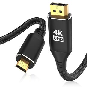 4K DisplayPort to Micro HDMI Cable 3FT, DP to Micro HDMI 1440P/2K@120Hz,4K@30 Nylon Uni-Directional Cord for Dell, Desktop, AMD, NVIDIA to ASUS XG17AHP, Portable Monitor and More in Kuwait