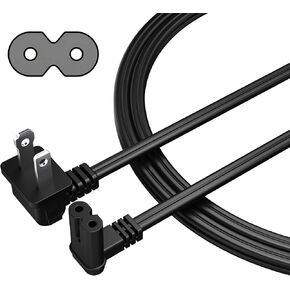 Non-Polarized 2-Prong Replacement TV Power Cord 15 Ft, 90 Degree 1-15P to IEC 320 C7 Up/Down Angled Figure 8 AC Supply Cable for LG Sony Samsung Apple Smart TV, LCD LED Xbox, 18/2 AWG-ETL-Black in Saudi Arabia