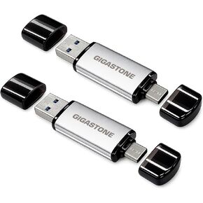 GIGASTONE 64GB Dual Flash Drive (2 Pack) V40S USB 2.0, 2-in-1 Type-A & Type-C, High Speed, Head Cap Design, Plug & Play for Smartphone/PC/Mac/TV/Car Audio in Kuwait