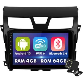 10.1 Inch IPS Touchscreen Android 13 Car Stereo for Nissan Altima 2013-2015 with Wireless CarPlay & Android Auto 4+64GB Car Radio, Support GPS, WiFi 6, Bluetooth,5.4, FM Radio, Backup Camera, SWC, USB in Kuwait