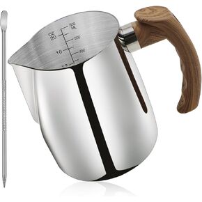 Stainless Steel Milk Frothing Pitcher - 20oz (600ml), Espresso Steaming Pitcher with Anti-scald Handle for Coffee, Cappuccino, Latte Art,Slilver in Kuwait