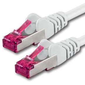 1m - CAT6a - Network cable white - 1 piece CAT 6a S-FTP double shielded PIMF 500MHz halogen free patch cable compatible with CAT5 CAT6 CAT7 CAT8 10GBASE-T - 10000 Mbps for switch, router, modem in Saudi Arabia