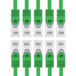 1aTTack.de CAT7 Cat.7 Gigabit Ethernet Cable, LAN Cable, Network Cable, raw Cable with (RJ45) Cat6a Connector (Double Shielded) 500 MHz Green - 10 Pieces 0.5m in Saudi Arabia