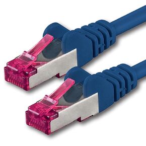 1m - CAT6a - Network cable blue - 1 piece CAT 6a S-FTP double shielded PIMF 500MHz halogen free patch cable compatible with CAT5 CAT6 CAT7 CAT8 10GBASE-T - 10000 Mbps for switch, router, modem in Saudi Arabia