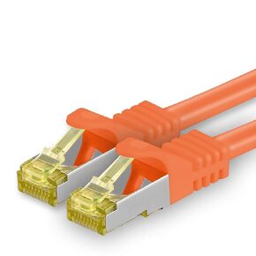 1aTTack.de Cat.7 Patch Cable Set S/FTP (PiMF) Ethernet LAN Network Cables 10 Gigabit/s High Speed 600 MHz with Locking Protection Halogen-Free (LSZH) Orange - 1 Piece 25m in Saudi Arabia
