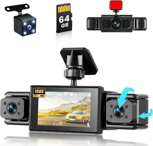 4 Channel Dash Cam Front and Rear Inside, 360° Dash Camera for Cars in Kuwait