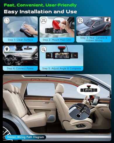 4 Channel Dash Cam Front and Rear Inside, 360° Dash Camera for Cars in Kuwait