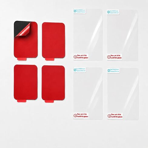 4-Pack Heavy-Duty Black High-Bond Adhesive Pads & 4 Premium Electrostatic Films, Compatible with REDTIGER Dash Cam Mounts, Heat-Resistant, Residue-Free, Secure Windshield Bond (1.61" × 1") in Kuwait