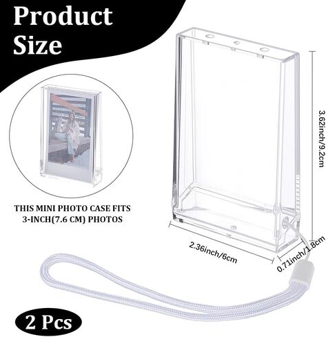 CREATCABIN 2x3 Inch Photo Holder with Wrist Lanyard for Mini Evo/Liplay/Link 3/12/11/41/40/Se/99/90/9/8/7s Instant Camera Film Photo Holder Protective Case Transparent Storage Box Accessories in Kuwait