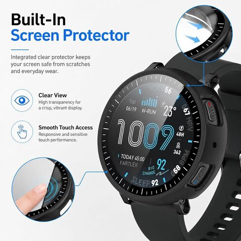 [2-Pack] Case with Tempered Glass Screen Protector Compatible with Amazfit Active Max, Bumper Full Coverage Protective Hard Dull-Polish PC Cases Face Cover for Amazfit Active Max in Kuwait