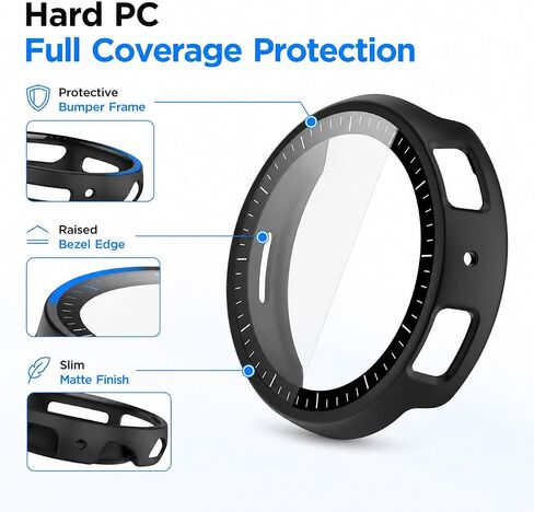 [2-Pack] Case with Tempered Glass Screen Protector Compatible with Amazfit Active Max, Bumper Full Coverage Protective Hard Dull-Polish PC Cases Face Cover for Amazfit Active Max in Kuwait