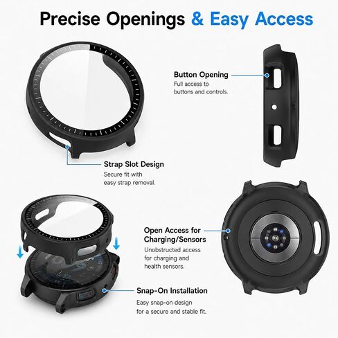 [2-Pack] Case with Tempered Glass Screen Protector Compatible with Amazfit Active Max, Bumper Full Coverage Protective Hard Dull-Polish PC Cases Face Cover for Amazfit Active Max in Kuwait