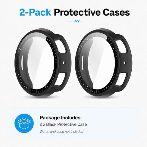 [2-Pack] Case with Tempered Glass Screen Protector Compatible with Amazfit Active Max, Bumper Full Coverage Protective Hard Dull-Polish PC Cases Face Cover for Amazfit Active Max in Kuwait