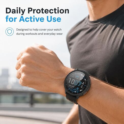[2-Pack] Case with Tempered Glass Screen Protector Compatible with Amazfit Active Max, Bumper Full Coverage Protective Hard Dull-Polish PC Cases Face Cover for Amazfit Active Max in Kuwait