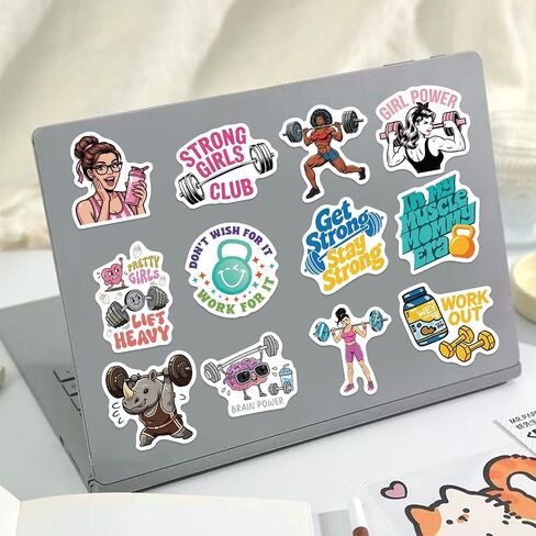 120Pcs Funny Gym Stickers, Cute Girly Weightlifting Gym Training Vinyl Stickers for Water Bottle, Laptop - Workout Gifts, Weight Lifting Party Supplies for Women, Teen Girls in Kuwait