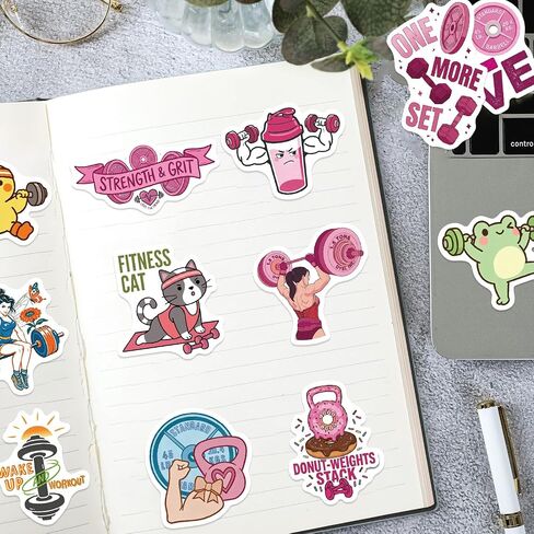 120Pcs Funny Gym Stickers, Cute Girly Weightlifting Gym Training Vinyl Stickers for Water Bottle, Laptop - Workout Gifts, Weight Lifting Party Supplies for Women, Teen Girls in Kuwait