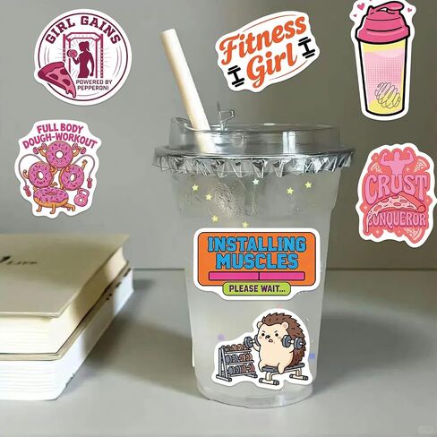 120Pcs Funny Gym Stickers, Cute Girly Weightlifting Gym Training Vinyl Stickers for Water Bottle, Laptop - Workout Gifts, Weight Lifting Party Supplies for Women, Teen Girls in Kuwait