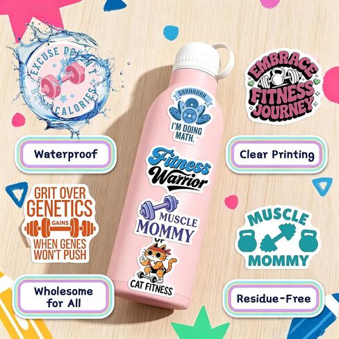 120Pcs Funny Gym Stickers, Cute Girly Weightlifting Gym Training Vinyl Stickers for Water Bottle, Laptop - Workout Gifts, Weight Lifting Party Supplies for Women, Teen Girls in Kuwait
