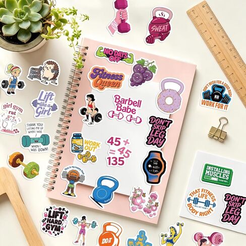 120Pcs Funny Gym Stickers, Cute Girly Weightlifting Gym Training Vinyl Stickers for Water Bottle, Laptop - Workout Gifts, Weight Lifting Party Supplies for Women, Teen Girls in Kuwait