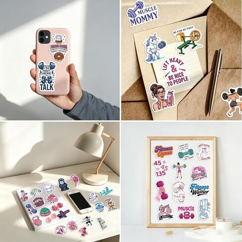 120Pcs Funny Gym Stickers, Cute Girly Weightlifting Gym Training Vinyl Stickers for Water Bottle, Laptop - Workout Gifts, Weight Lifting Party Supplies for Women, Teen Girls in Kuwait