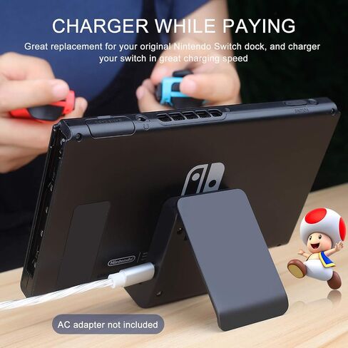 Switch Stand for Nintendo,Charging Dock for Switch 2 / Lite/OLED, Portable Adjustable Charging Stand for Nintendo with USB Type C Charger Port(Black) in Kuwait