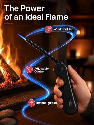 4 Pack Long Torch Lighters, (Fuel Not Included) Foldable Refillable Butane Lighters with Hook, Visible Fuel Window and Jet Flame for Candles, Grill, Fireplace, Camping in Saudi Arabia