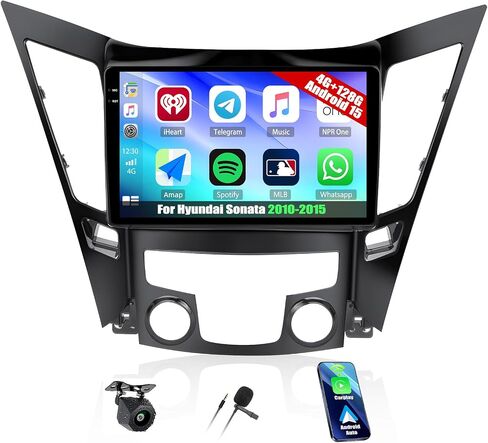 4-Core+64G for Hyundai Sonata 2010 2011 2012 2013 2014 2015 Radio, Android 13 Car Stereo Wireless CarPlay Android Auto Mirror Link GPS 9" HD Touchscreen Bluetooth FM/RDS,WiFi 28-UI AHD Rear Cam Mic in Saudi Arabia
