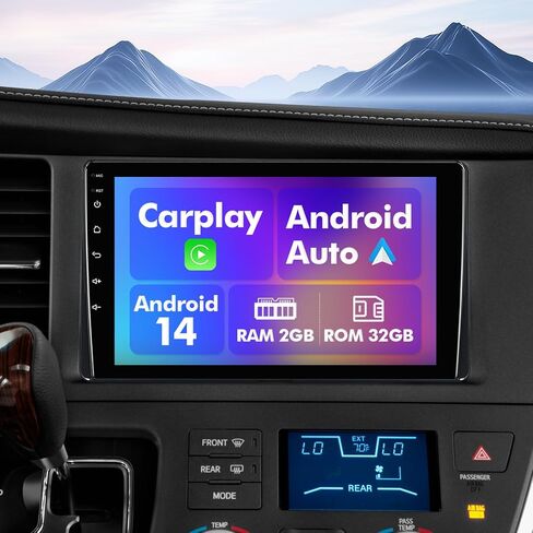 Android 14 Car Radio for 2+32G Toyota Sienna 2015-2018 9'' Touchscreen Car Stereo with Carplay Android Auto Backup Camera Mirror Link GPS Navigation WiFi Bluetooth FM Steering Wheel Controls in Saudi Arabia