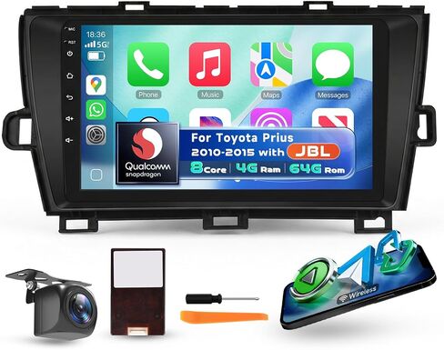 Qualcomm Octa-Core 4G+64G Car Radio Stereo for Toyota Prius 2010-2015(with JBL), Upriding 9-Inch 1280P QLED Touchscreen Radio with Wireless Carplay Android Auto DSP BT5.1 GPS 5GWifi SWC Backup Camera in Saudi Arabia