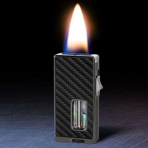 CHOICEDC Cool Lighters for Men, Butane Refillable Lighter, Vintage Lighters with Unique Shake Ignition, Visible Gas Tank, Adjustable Wide Flat Soft Flame Lighter, Novelty Gifts for Men Women, No Fuel in Kuwait