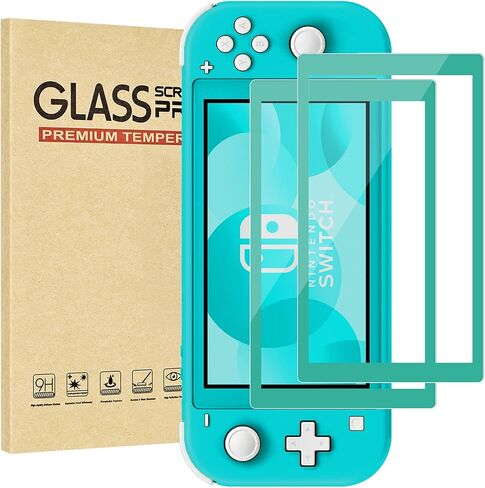 2-Pack Green Border Tempered Glass Screen Protector for Switch Lite Model 2019 [5.5 Inch]，HD Clear, Anti Scratch, Anti-Fingerprint, Shatterproof，Bubble Free, 9H Hardness, Ultra Thin in Kuwait