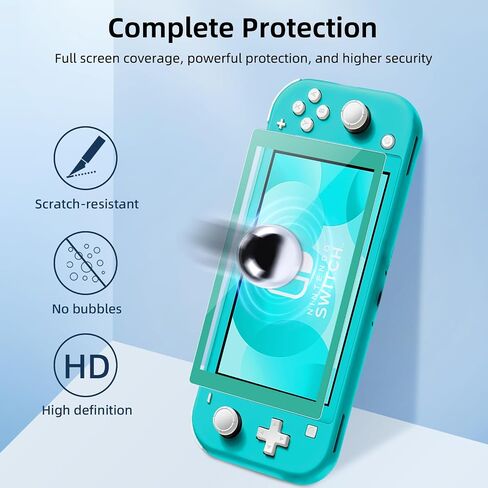 2-Pack Green Border Tempered Glass Screen Protector for Switch Lite Model 2019 [5.5 Inch]，HD Clear, Anti Scratch, Anti-Fingerprint, Shatterproof，Bubble Free, 9H Hardness, Ultra Thin in Kuwait