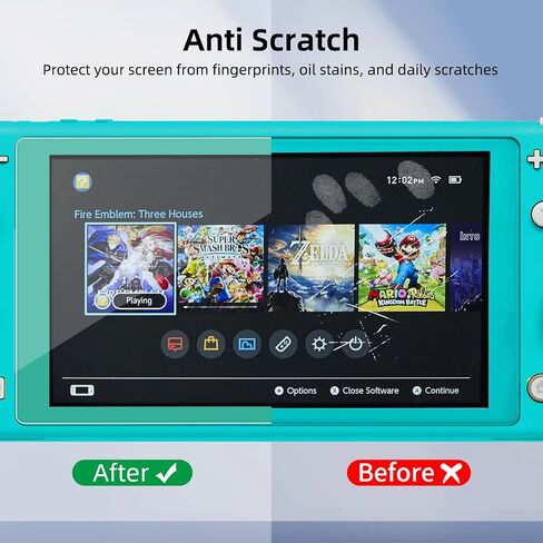 2-Pack Green Border Tempered Glass Screen Protector for Switch Lite Model 2019 [5.5 Inch]，HD Clear, Anti Scratch, Anti-Fingerprint, Shatterproof，Bubble Free, 9H Hardness, Ultra Thin in Kuwait