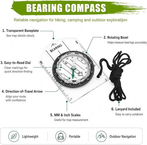 22 Pcs Orienteering Compass Bulk, Waterproof,Acrylic,2.75 x 1.92 inch,Clear in Kuwait