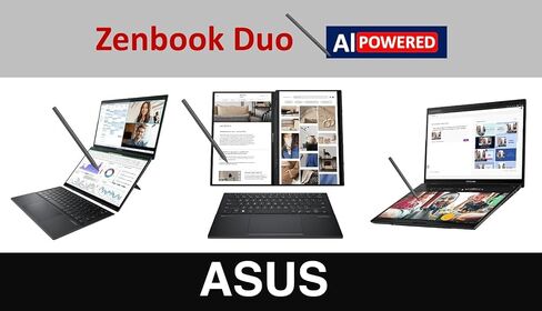 ASUS Zenbook Duo ux8406 AI Powered 2-in-1 Laptop 14.0" Touchscreen OLED 3K 120Hz Display (Intel Ultra 9-285H, 32GB LPDDR5X, 2TB PCIe SSD, Active Pen, Backlit KB, Win 11 Home) w/DKZ USB Port Expander in Kuwait
