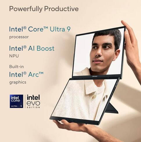 ASUS Zenbook Duo ux8406 AI Powered 2-in-1 Laptop 14.0" Touchscreen OLED 3K 120Hz Display (Intel Ultra 9-285H, 32GB LPDDR5X, 2TB PCIe SSD, Active Pen, Backlit KB, Win 11 Home) w/DKZ USB Port Expander in Kuwait