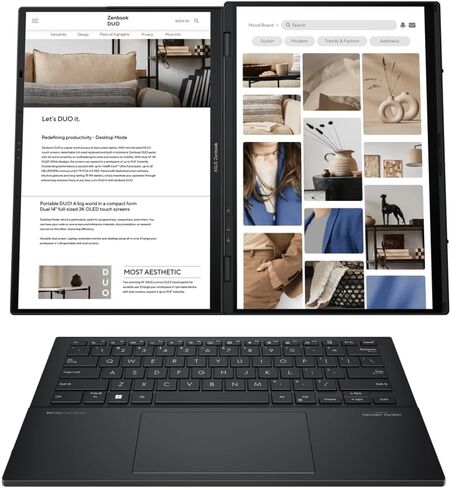 Asus Zenbook Duo AI Powered 2-in-1 Laptop 14.0" Touchscreen OLED WUXGA Display (Intel Ultra 9-285H, 32GB LPDDR5X, 4TB PCIe SSD, Backlit KB, 2 Thunderbolt 4, WiFi 7, Win 11 Pro) w/DKZ USB Port Expander in Kuwait