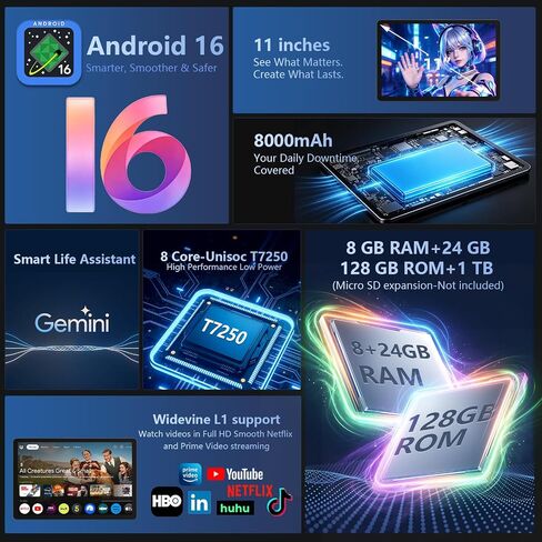 2026 Android Tablet with Keyboard, 11 inch Android 16 Tablet in Kuwait