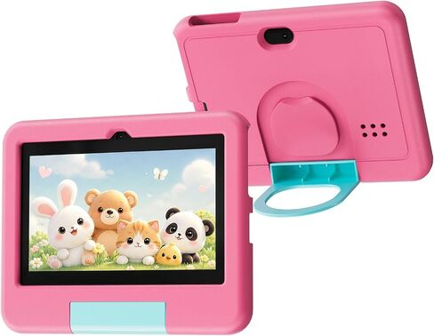 Kids Tablet, 7 inch Android Tablet for Kids, 4GB RAM 32GB ROM 1TB Expand, Toddler Tablets with Parental Control, IPS Screen, Dual Camera, Educational, Games, Shockproof Case for Boys/Girls (Pink) in Kuwait