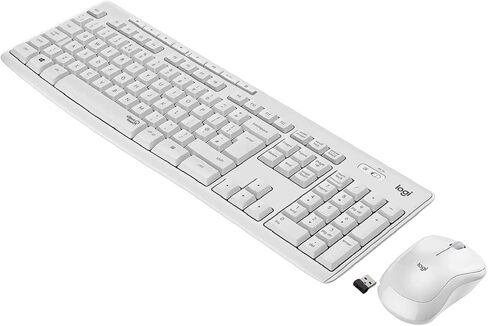 Logitech MK295 Wireless Mouse & Keyboard Combo with SilentTouch Technology, Full Numpad, Advanced Optical Tracking, Lag-Free Wireless, 90% Less Noise - Off White (Renewed) in Kuwait