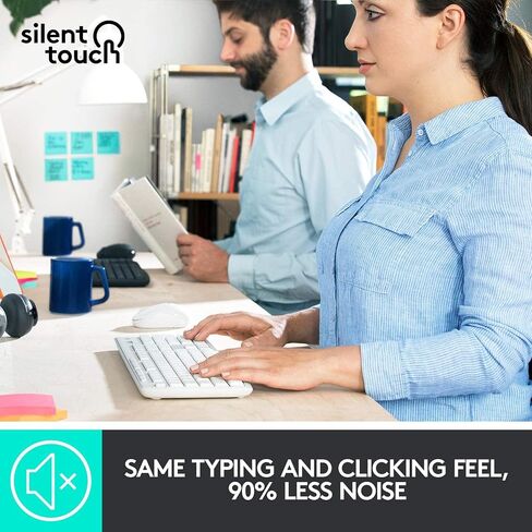 Logitech MK295 Wireless Mouse & Keyboard Combo with SilentTouch Technology, Full Numpad, Advanced Optical Tracking, Lag-Free Wireless, 90% Less Noise - Off White (Renewed) in Kuwait