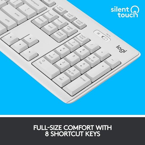 Logitech MK295 Wireless Mouse & Keyboard Combo with SilentTouch Technology, Full Numpad, Advanced Optical Tracking, Lag-Free Wireless, 90% Less Noise - Off White (Renewed) in Kuwait