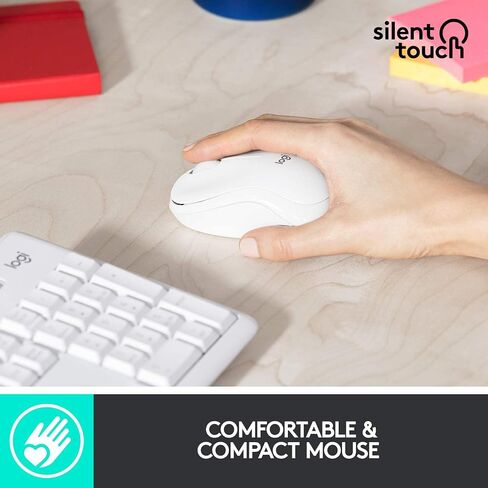 Logitech MK295 Wireless Mouse & Keyboard Combo with SilentTouch Technology, Full Numpad, Advanced Optical Tracking, Lag-Free Wireless, 90% Less Noise - Off White (Renewed) in Kuwait