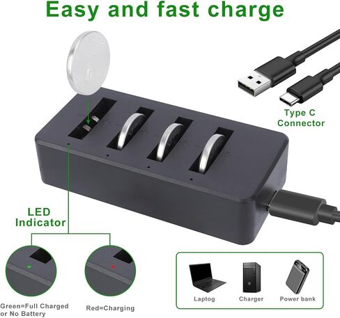 LF2032 Rechargeable Batteries Replace CR2032 3V Lithium-ion Coin Battery with Charger(10 Pack) in Kuwait