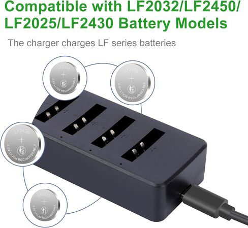 LF2032 Rechargeable Batteries Replace CR2032 3V Lithium-ion Coin Battery with Charger(10 Pack) in Kuwait