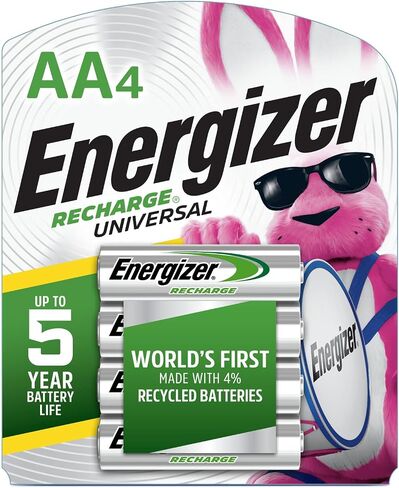 Energizer Rechargeable AA Batteries, Recharge Universal AA Battery Pre-Charged, 4 Count in Kuwait
