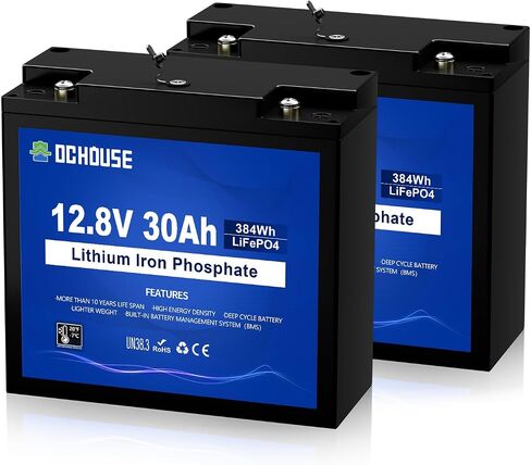 DC HOUSE 2 Pack 12V 30Ah LiFePO4 Battery with DC Port for Trolling Motor in Kuwait