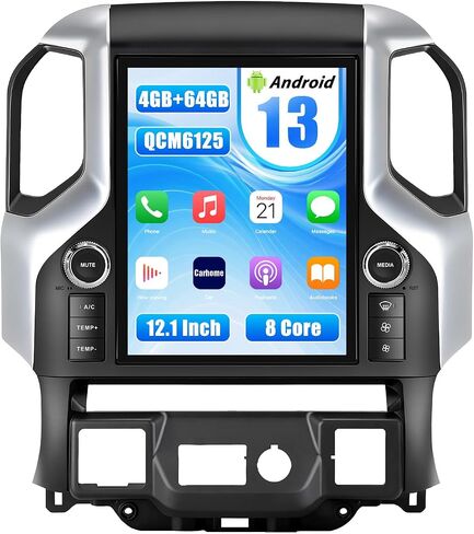QCM 6125 Car Radio Stereo for GMC Sierra & Chevrolet Silverado 2019-2023, Android 8 Core [4GB+64GB] Head Unit with T Style 12.1 Inch Screen/Wireless CarPlay & Android Auto/HDMI/WiFi/4G LTE in Kuwait